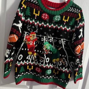 Kids Festive Football Sweater - Black, Red, Green